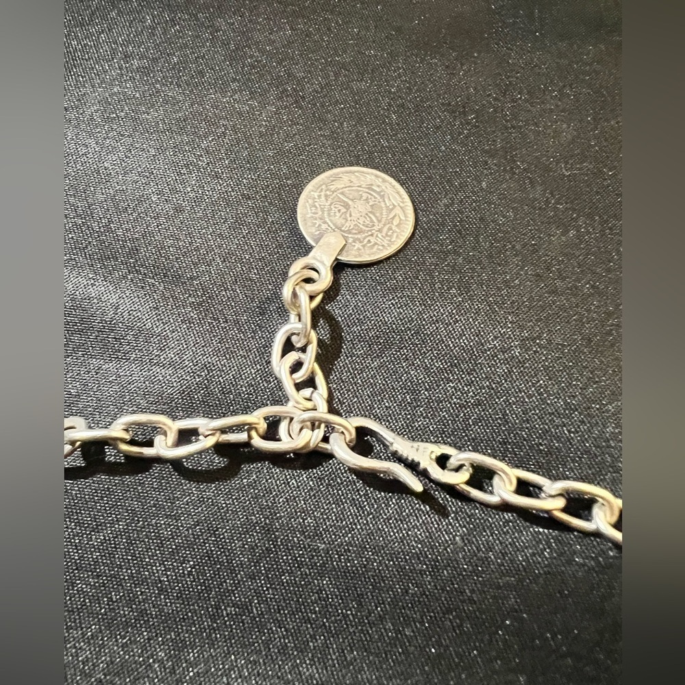 Rectangular Charm Turkish (?) Silver Necklace - image 3